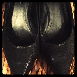 BCBG Black Wedges